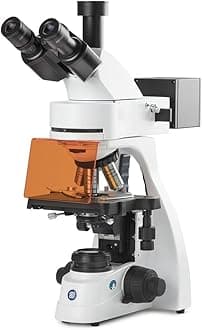 bScope Trinocular Compound Microscope for LED Fluorescence, HWF 10x/22mm Eyepieces Quintuple Nosepiece Plan Fluarex PLFI 4/10/S40/S100x Oil Infinity Corrected Objectives Globe Scientific | Euromex