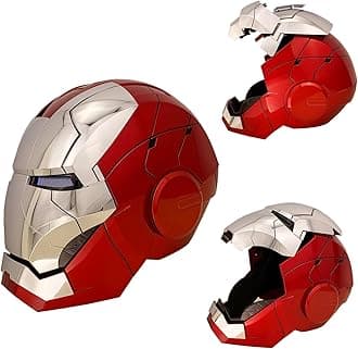 Iron Hero MK 5 1:1 Wearable Helmet -Voice and Remote and Touch Controlled Mask, Can Cosplay and Collectible Figures for Man and Teen(Silver)