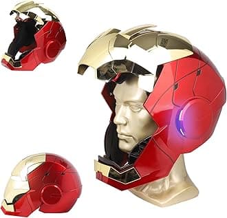 Iron Hero MK 5 1:1 Helmet with Voice Touch Remote Control with LED Eyes, Realistic Sound Effects, Cosplay Display and Collectible Figures for Man Teenager, Gold