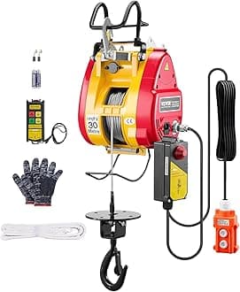 2-in-1 Electric Hoist Winch, 1100 lbs Capacity, 1800W Portable Power Winch, 98 ft Lifting Height, 36 ft/min with Wire and Wireless Remote Control, for Garage, Warehouse, Factory Lifting Towing