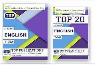 TOP NIOS Class 10 English 202 Guide + TOP 20 Most Important Question Answers (Mini Book) - Set of 2 Books