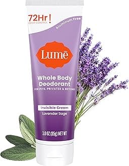 Lume Whole Body Deodorant - Invisible Cream Tube - 72 Hour Odor Control - Aluminum Free, Baking Soda Free, Skin Safe - 3.0 ounce (Lavender Sage)