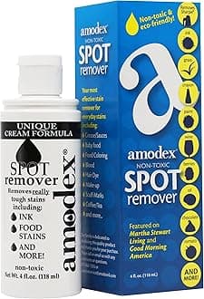 Amodex Ink & Spot Remover for Clothes, Leather and Skin - Removes Ink, Ballpoint, Sharpie, Grease and More, Works on Set-in Stains, Gentle but Powerful, 4oz/120ml Bottle