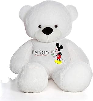 Hug'n'Feel® Soft Toys Big Teddy Bear Wearing I'm Sorry T-Shirt 5 feet White_T Shirt_ I'm Sorry Plush & Stuffed Toys