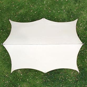 16.5*14FT Outdoor Camping Tent Tarps, 6-Layer Thicken Octagon Vinyl Canopy, Beach Sunshade Sun Shelters Patio Awning Lawn & Garden Canopy, Picnic Camping & Hiking Equipment ((Khaki 5.0 * 4.3 * 2.4M)